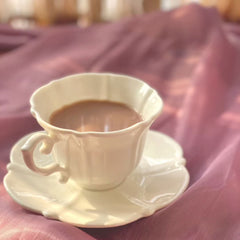 YICKYUE  -  British Style Ceramics Coffee Cup Saucer Retro White Porcelain Teacup Home Office Drinkware Cups Saucers Handmade Tea Cup