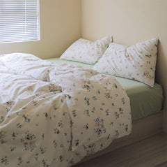 YICKYUE  Rustic flower green bedding set teen single double,cotton twin full queen king home textile bed sheet pillow case quilt cover