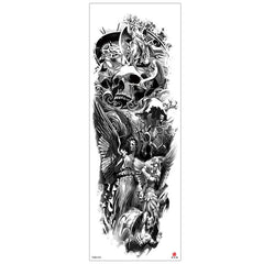Waterproof Temporary Tattoo Stickers Full Arm Large Skull Old School Tatoo Stickers Flash Fake Tattoos for Men Women