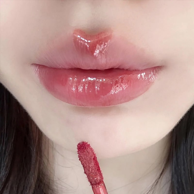 Yickyue Crystal-frozen Glossy Lip Glaze Cute Pink Bear Lip Gloss Glossy Mirror White Nude Lipstick Doodle Lip Makeup Korean Makeup