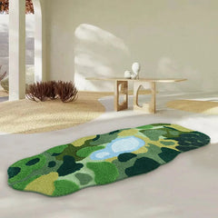 YICKYUE  -  Green Forest Lake Sofa Tufted Rug Home Long Soft Carpet For Bedroom Thick Anti-Slip Bath Mat Machine Washable Kitchen Carpet