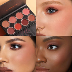 Yickyue 8-color Blush Palette for Different Skin Tones Eyeshadow Palette Powder Cream Mineral Pigment Face Cheek Blusher Makeup Palette