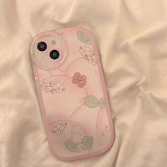cute cartoon bear rabbit flowers phone case for iphone 13 pro max 11 12 mini xr xs max x 7 plus 8 se 2 se3 6s 6 silicone cover