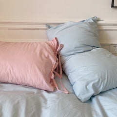 YICKYUE  -  All Cotton Washed Cotton Four-piece Set Soft Comfortable Bow Bedding