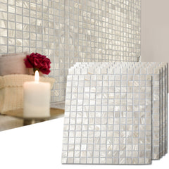 YICKYUE  10 Sq.ft 10-Pack Mother Of Pearl Oyster Square Shell Mosaic Tiles, Exquisite Mica Sheet Wall Stickers, Wall Decoration And Beautification