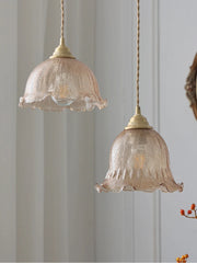 YICKYUE  -  Japanese Cracked Glass Pendant Lights Hanging Lamp Vintage Brass for Bar Dining Table Bedside Bedroom Small Chandelier