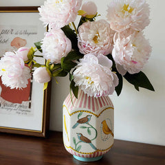 YICKYUE  -  Ceramic Vase Nightingale and Rose Art Homestay Ornaments Pastoral Flowers Birds Home Decoration Living Room Desktop Office Vase