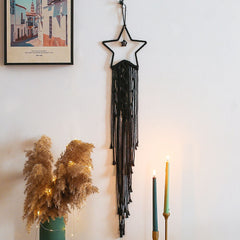 Nordic Moon Macrame Dream Catcher Black Moon Boho Decor Garden Teen Room Decoration Home Living Room Bedroom Wall Decoration