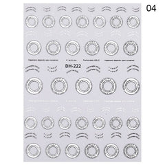 1 Sheet Black White Star 3D Nail Art Stickers Heart Love Letter Image Transfer Stickers for Nail Self-adhensive Slider Foils