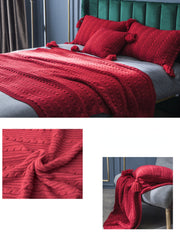 YICKYUE -  Thread Knitted 130x160cm Throw Blanket for Bed Sofa Geometric Acrylic Fabric Bed Runner 45x45cm Cushion Cover 48x74cm Pillowcase