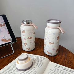 YICKYUE  -  Kawaii Coffee Tumbler Cute Puppy Stainless Steel Thermal Water Bottle Leak-proof Girl Thermos Cup For Tea Coffee Juice Tea 400ml