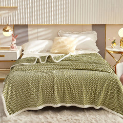 A class yarn-dyed milk fleece blanket winter plus velvet thick coral fleece sheets student dormitory nap blanket