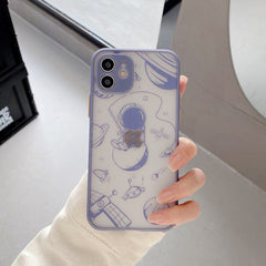 Luxury Astronaut Matt Transparent Phone Case For iPhone 11 12 Pro Max Mini X Xs XR 7 8 Plus SE 2  Silicone Shockproof Cover
