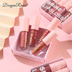 Yickyue 4Pcs/set Liquid Lipstick Pink Lip Gloss Makeup Toot Lip Tint Beauty Mirror Lip Glaze Set Crystal Jelly Moisturizing Lip Oil Set