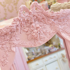 YICKYUE  -  European Resin Mirror Retro Princess Style Bow Rose Relief Mirror Home Decoration Desktop Ornaments Background Wall Decor Mirror
