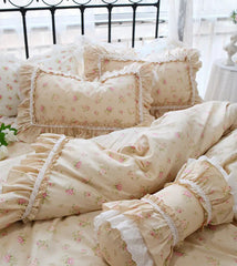 YICKYUE   -  Romantic elegant floral lace bedding set,sweet flower rose full queen king cotton home textile bedspread pillow case quilt cover