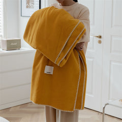 Yickyue Nordic Blankets Milk Fleece Waffle Soft Bed Throw Sofa Snap Cover Ins Home Decor Solid European Christmas Gift 200*230 Warm