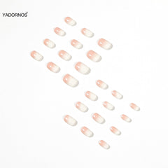 24pcs Nails Press On Short Halos Dyeing Nail Patch Sweet Style Glue Type Removable Short Paragraph Manicure False Nail Patch Ty