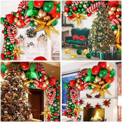 Yickyue 97 Pcs Christmas Balloon Garland Arch Kit Gift Box Exploding Star Foil Balloons Christmas Party Decorations DIY Balloon New Year