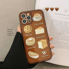 Dessert Sweet coffee cake biscuit food soft silicone phone case for iphone 13 mini 11 12 promax xsmax xr x 7 8 plus se  capa