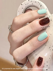 YICKYUE  -  2pcs 15Ml Amber Brown And Mint Green Gel Nail Polish Set,  Nail Glue Off UV Gel Varnish , Manicure Kit Nail Supplies  DIY Home
