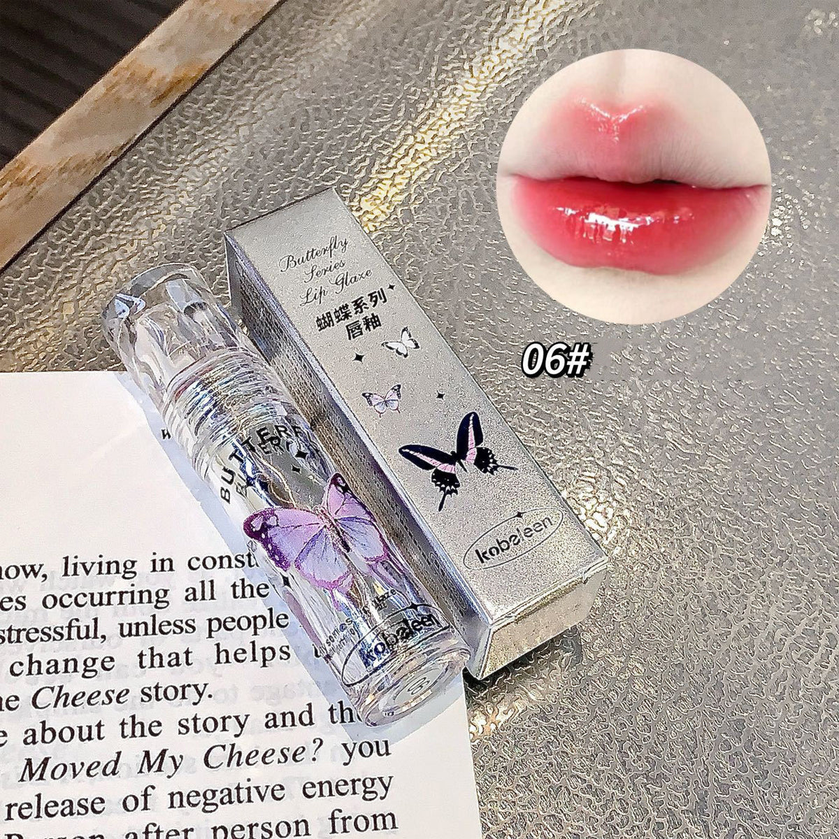 YICKYUE  -  6 Colors Water Mirror Lip Glaze Natural Jelly Gloss Lasting Hydrating Moisturizing Nude Pink Clear Tint Makeup Lipstick Cosmetic