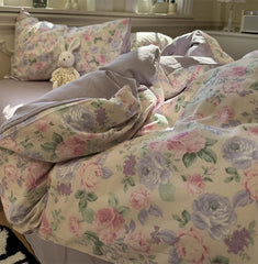 YICKYUE  -  Sweet purple pink flower bedding set,twin full queen king romantic floral cotton home textile bed sheet pillow case quilt cover