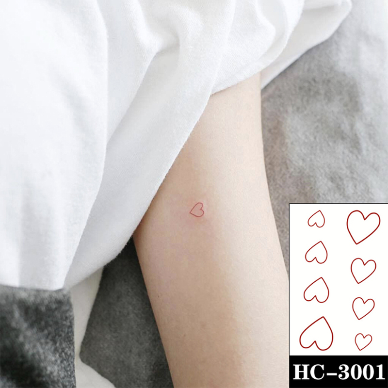 Waterproof Temporary Tattoo Sticker Cute Heart Cartoon Design Body Art Fake Tattoo Flash Tattoo Wrist Ankle Female