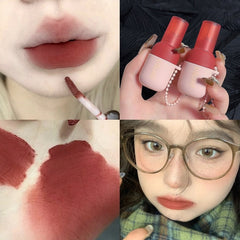 Yickyue 6 Colors Velvet Matte Lipstick Creative Key Chain Grey Pink Lip Gloss Waterproof Lasting Non-Stick Cup Lip Tint Makeup Cosmetics