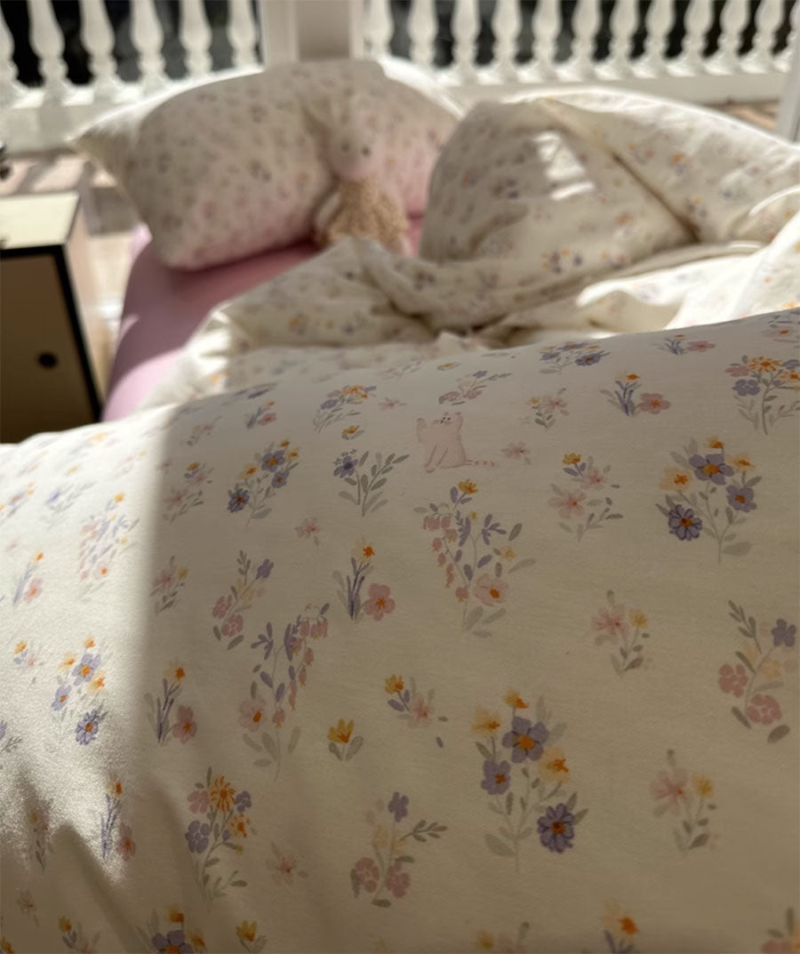 YICKYUE  -  Romantic sweet pink floral bedding set girl,twin full queen king flower cotton home textile bed sheet pillow case quilt cover
