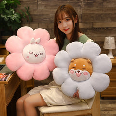 Cute Sun Flower Throw Pillow Cartoon  Plush Chair Cushion Stuffed Chair Cushions Soft Kid Animals Cushions for Pallets Floor Mat