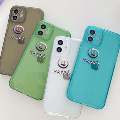 Gradient smiley happy phone case for iphone 12 11 pro max mini 7 8 plus se  x xs max xr cute cartoon cover capa shell funda