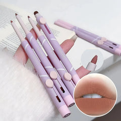 YICKYUE  -  New Lip Liner Pen Matte Lipstick Pen Silver Long Lasting Lip Contouring Non Stick Lipliner Pencil Korean Makeup with Brush