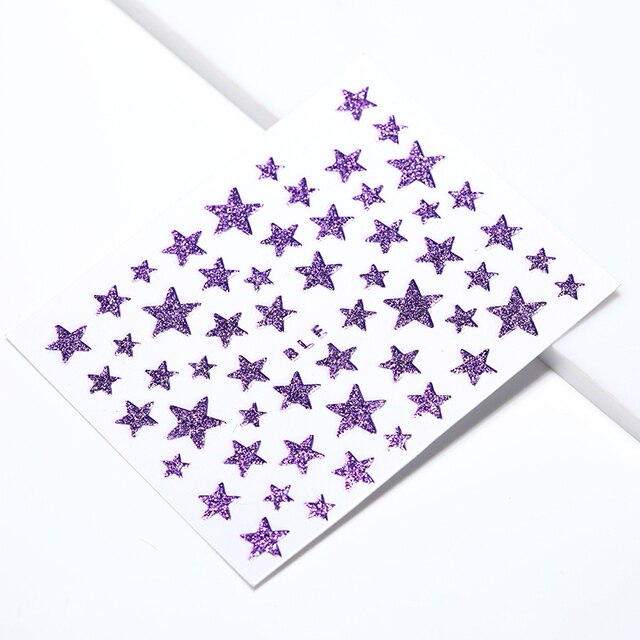 1 Sheet Black White Star 3D Nail Art Stickers Heart Love Letter Image Transfer Stickers for Nail Self-adhensive Slider Foils