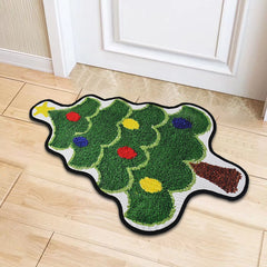 YICKYUE  -  Christmas Tree Shape Floor Mat Anti Slip Entrance Door Bedroom Bath Toilet Mat Carpet 2025 New Year Gift Navidad Home Decoration