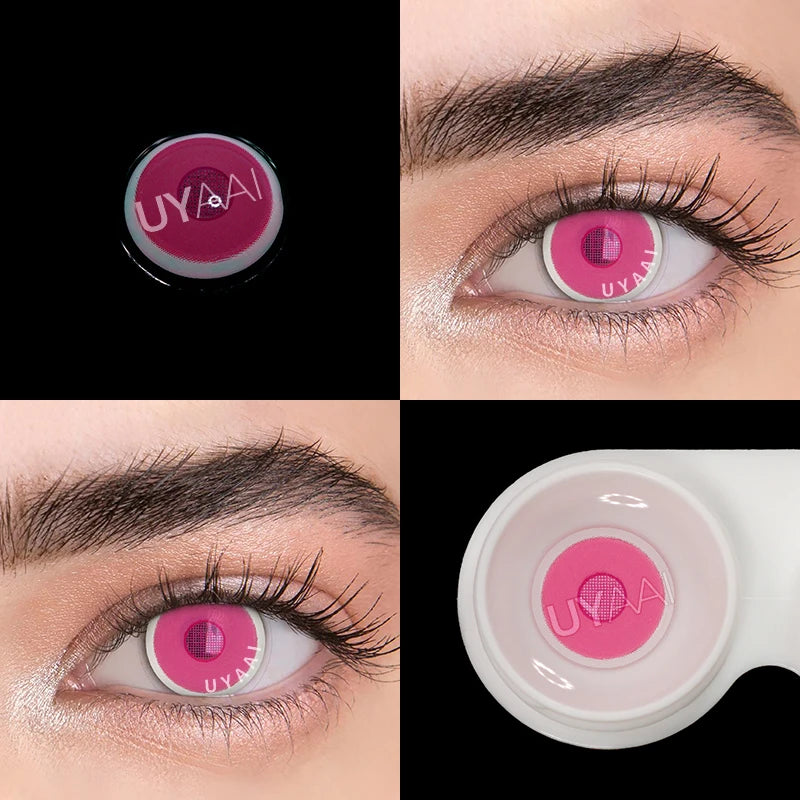 YICKYUE    2Pcs/Pair Color contact lenses Cosplay Anime accessories Lenses anime White lenses Nezuko Pink Lens Halloween Eye Contact