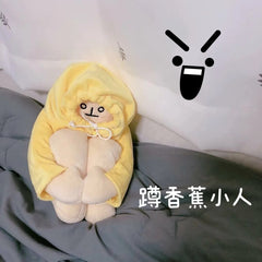Injured Banana Man Doll Plush Toy Pose Changeable Plush Pillow White Body Dressed Yellow Hoodie Banana Shaped Doll Toys for Kids