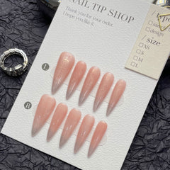 YICKYUE  -  10pcs Handmade Press on Nails Glitter Gradient Cat Eye False Nails Full Cover Wearable French Almond Fake Nail Tips for Girls