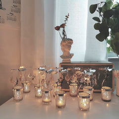 European Style Cup-shaped Candle Dream Rotating Candle Aromatherapy Candlestick Iron Girl Heart Romantic Retro Ornament Lantern