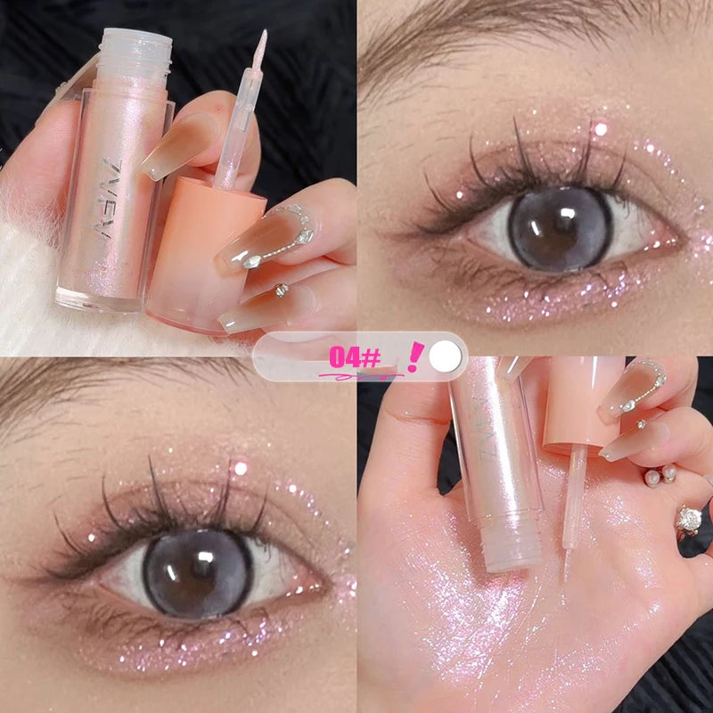 YICKYUE  -  Fantastic Coral Glitter Eye Shadow Liquid Waterproof Diamond Starry River Champagne Blue Liquid Eyeliner Highlight Party Makeup