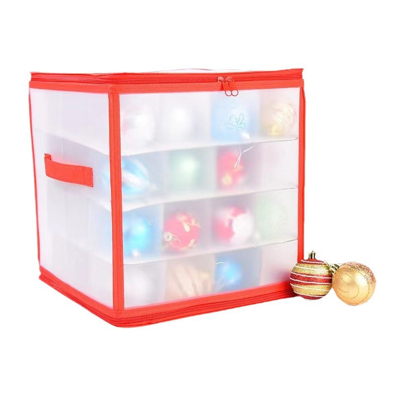 YICKYUE  -  PP Christmas ornaments, colorful balls, string lights, pendant storage box with 64 compartments, fully transparent