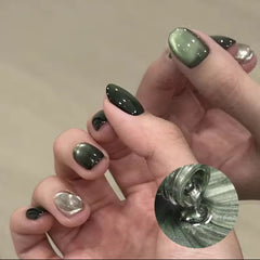 YICKYUE  -  10ML 1PCS 2025 New Popular Style Green Glass Bead Cat Eye Gel Nail Polish Green Nails Christmas Nails Nail Supplies