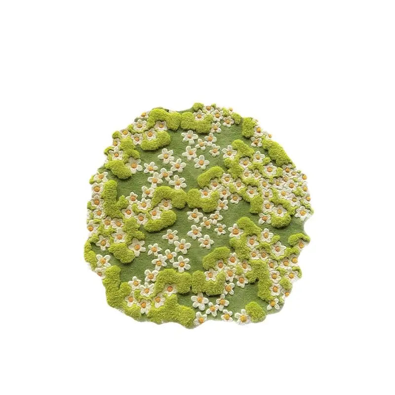 YICKYUE  -  Garden Handmade Acrylic Tufted Round Carpet For Living Room Home Fresh Flowers Rugs For Bedroom Soft Sofa Coffee Table Floor Mat