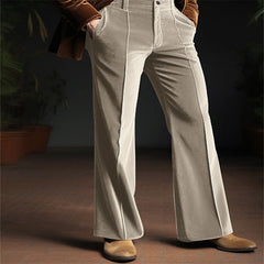 Hearujoy Spring Autumn Men Velvet Suit Pants Vintage Slim Fit  Flared Trousers Fashion Comfortable Holiday Casual Pant Streetwear Male