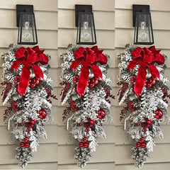 Yickyue Christmas Wreath Outdoor  Xmas Decorations Signs Home Garden Office Porch Front Door Hanging Garland 2023 New Year Decor