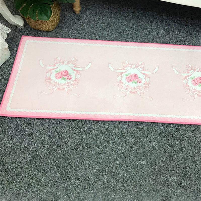 YICKYUE  -  French Retro Carpet Pink Cute Home Door Porch Floor Mat Dusting Footmat Romantic Soft Pattern Rugs Classical Decor Floormat