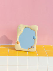 YICKYUE  -  Home Decoration Memphis Make-up Mirror Desk Top Can Stand Dressing Table Decoration Wave Lovely Standing Mirror Wall Mirror