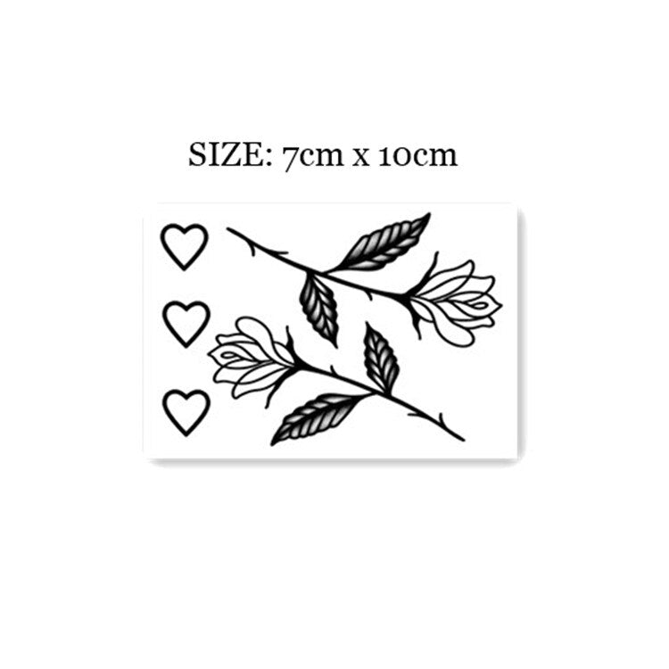 Waterproof Temporary Tattoo Sticker Black Flower Love Design Body Art Fake Tattoo Flash Tattoo Finger Female Male