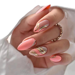 Yickyue 24Pcs Almond False Nails Black and White Glitter with French Design Wearable Fake Nails Full Cover Press on Nails Tips Manicure