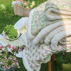 Yickyue Ins Floral Flower Winter Blanket Thickened Milk Velvet Cover Blanket Shawl Cover Leg Plush Coral Lamb Blanket Office Nap Blanket
